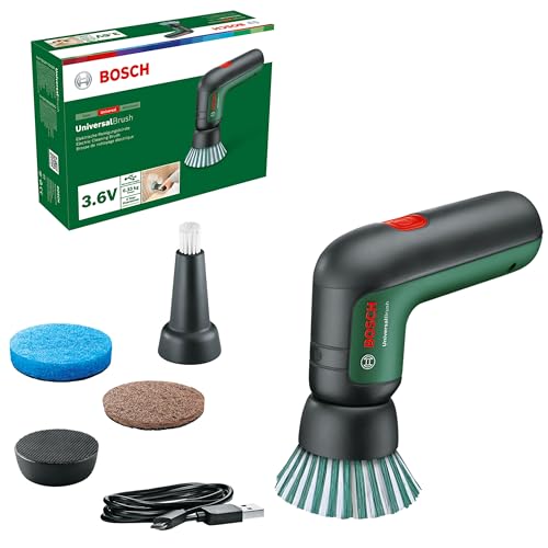 27% DESCUENTO Bosch Verde Bosch Home and Garden Cepillo de Limpieza eléctrico UniversalBrush (Incluye batería de 3,6 V integrada, 1 Cable Micro USB y 4 Accesorios de Limpieza, en Caja de cartón)