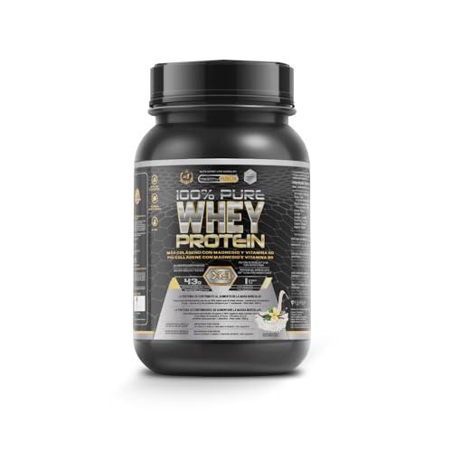 Healthy Fusion Whey Protein | Proteína whey pura con Colágeno + Magnesio | Tonifica y aumenta la masa muscular | Mejora tus entrenamientos | 1000g de proteína (Vainilla)