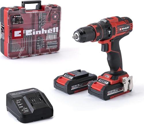Einhell taladro atornillador percutor con batería TE CD 18/40 Li i +64 Power X Change (iones de litio, 18 V, 40 Nm, electr. velocidad, máx. 24000 rpm, incl. 2x 2,0 Ah baterías, cargador y accesorios)