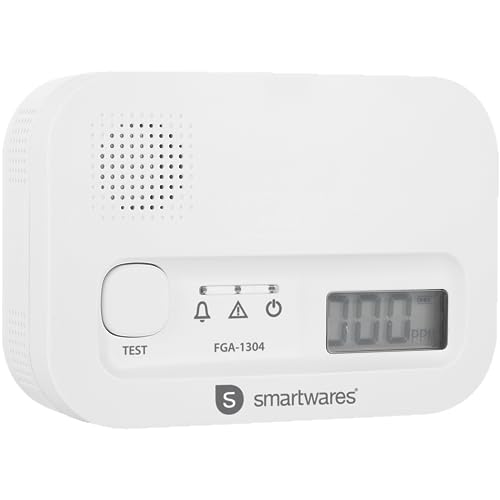 Smartwares Detector de monóxido de Carbono   Sensor de 10 años   con Pantalla y botón de Prueba   FGA 13041