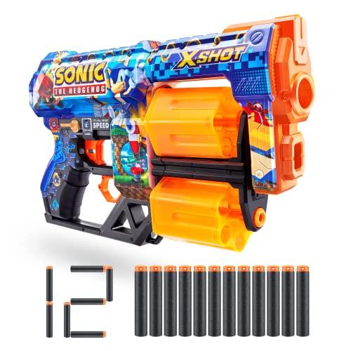 Xshot Skins Dread, Sonic The Hedgehog, Foam Dart Blaster (12 Dart) Air Pocket Dart Technology, Major Brand Compatible, Toy Foam Dart Blaster for Kids, Teens, Adults, Frustration Free Packaging