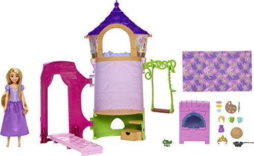 Mattel Disney Princess Rapunzel con su torre Casa de muñecas con princesa y accesorios, juguete +3 años (HMV99)