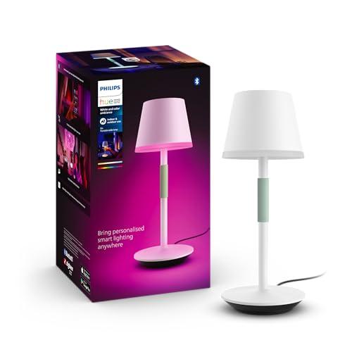 35% DESCUENTO Philips Hue   Lámpara de mesa inteligente Hue Go Portable, Luz Blanca y de Colores, Portátil, recargable, Apta para interior y exterior (IP20/54), Compatible con Alexa y Google Home, blanca