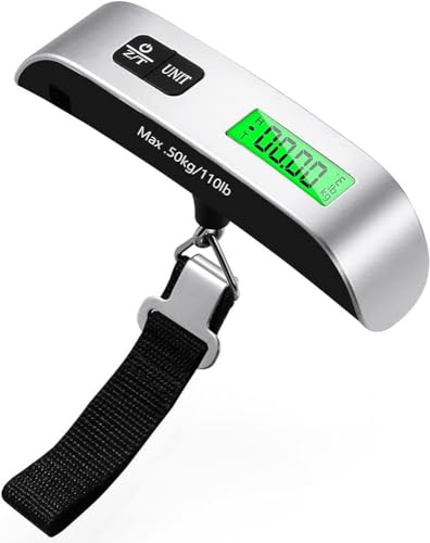 60% DESCUENTO Blendura Pesa Digital Maletas de Viaje, Escala del Equipaje, Bascula LCD Portátil, Función de Medición de Temperatura, 110 lb/50 kg Adecuado para Viajes al Aire Libre, Gris