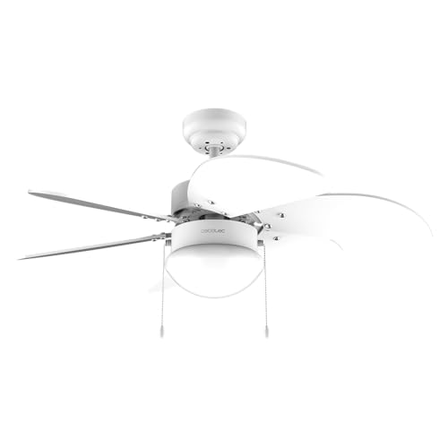 Cecotec Ventilador de Techo con Luz EnergySilence Aero 3600 Vision Full White. 50 W, Diámetro 36”, 3 Velocidades, 6 Aspas Reversibles, Modo winter summer, Uso Sencillo, Interruptor en Cadena