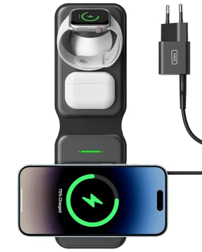 31% DESCUENTO INIU Cargador Inalambrico 3 en 1 de Viajar, Base de Carga Magsafe 15W Carga Rapida para iPhone 16 15 Pro MAX 14 13 12 y Apple Watch Series 9 8 7 6 5 4 3 SE Ultra, AirPods Pro 4 3 Pro 2 ECC.
