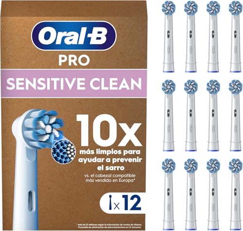 20% DESCUENTO Oral B Pro Sensitive Clean Recambios para Cepillo de Dientes Eléctrico, Pack de 12 Cabezales, Blanco Originales (Tamaño Buzón)