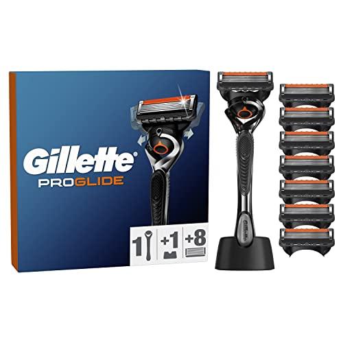 Gillette ProGlide Máquinilla De Afeitar Para Hombre, 1 Máquinilla De Afeitar Gillette, 8 Recambios, Base Para Máquinilla, cuchillas de afeitar