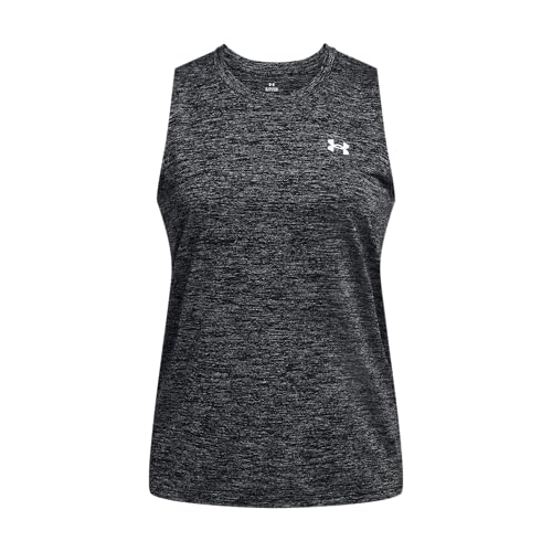 30% DESCUENTO Under Armour Tech Tank Twist Camiseta sin mangas de mujer para entrenar, ligera camiseta de deporte, color negro/blanco