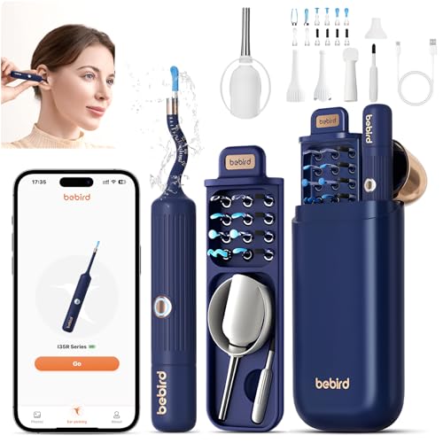 Otoscopio Flexible, Limpia Oidos con Cámara HD y 6 LED, Limpiador de Oidos Cera con Puntas de Repuesto Variadas para Examen de Oídos/Nariz/Garganta, Limpieza Oidos Adultos Compatible con iOS y Android