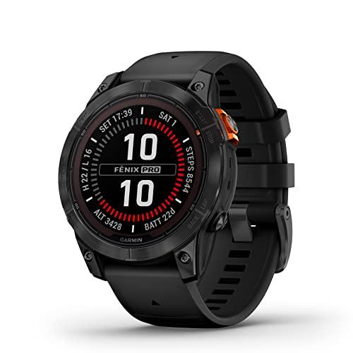 Garmin fēnix 7 Pro Solar, Reloj GPS Multideporte con Carga Solar, Pantalla táctil, Linterna LED, frecuencia cardíaca, mapas, música y 22 días de batería, Negro