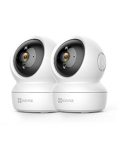 EZVIZ C6N (2 Pack) Cámaras Vigilancia WiFi Interior 360º, 1080P Camara Vigilancia Bebé/Mascotas, Visión Nocturna, Audio Bidireccional, Detección de Movimiento, Control Remoto, Compatible con Alexa