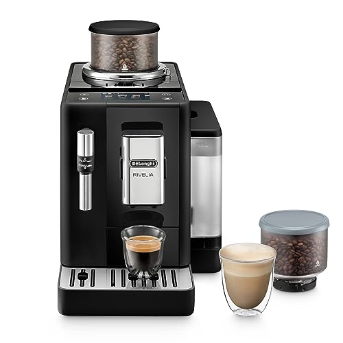 26% DESCUENTO De’Longhi Rivelia EXAM440.35.B, Cafetera Superautomática con Espumador de Leche Manual, Tamaño Compacto, 8 Recetas, Pantalla Táctil a Color, Negro Ónix