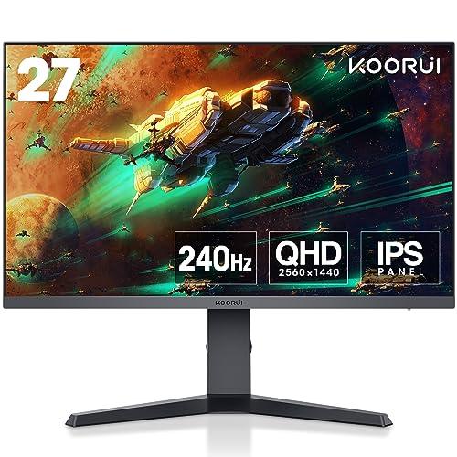 39% DESCUENTO KOORUI Gaming Monitor 27 Pulgadas Pantalla WQHD PC, 240Hz, 1ms, Adaptive Sync, Compatibilidad Gsync, (2560×1440, HDMI, DisplayPort, HDR 400) Negro/Rojo