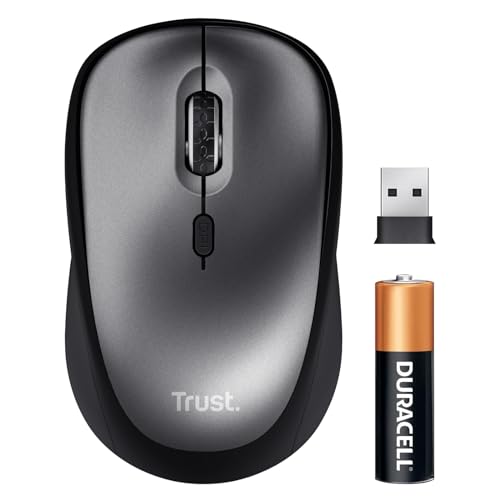 45% DESCUENTO Trust Ratón Inalámbrico Silencioso con Batería, para Diestros y Zurdos, 800 1600 PPP, 83% Plástico Reciclado, Microrreceptor USB Almacenable, Mouse para Portátil, Ordenador, Mac, Negro