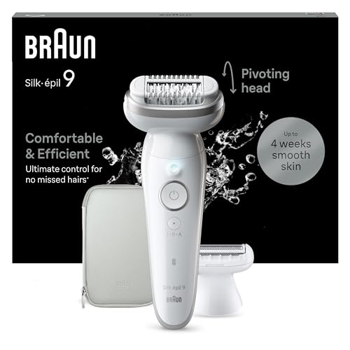 25% DESCUENTO Braun Silk épil 9, Depiladora Eléctrica Mujer Para Una Eliminación Del Vello Fácil, Depilación En Seco Y En Mojado, Con Cabezal De Rasuradora, Piel Suave Duradera, 9 041, Blanca/Plateada