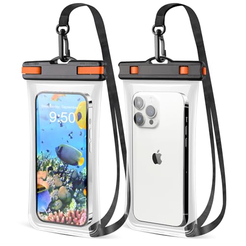 CITAMAMA Funda Impermeable Móvil, [2 Piezas] Universal Bolsa Estanca Móvil [Frontera sin Costuras 3D] Funda Agua Movil Waterproof Phone Case para iPhone 15 Pro MAX 14 Pro 13 Ultra, hasta 6,9»