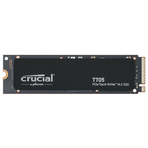 Crucial T705 SSD 2TB PCIe Gen5 NVMe M.2 SSD Interno Gaming, Hasta 14.500MB/s, Microsoft DirectStorage, Compatibilidad PCIe 4.0, Disco Duro SSD CT2000T705SSD3, Negro 1