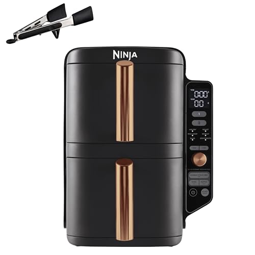 41% DESCUENTO Ninja Double Stack XL Freidora de aire,9,5l, Doble cajón vertical, 4 niveles de cocción, 2cajones y 2rejillas,diseño para ahorrar más espacio,6 funciones de cocción,8 porciones,negro/cobre,SL400EUCP