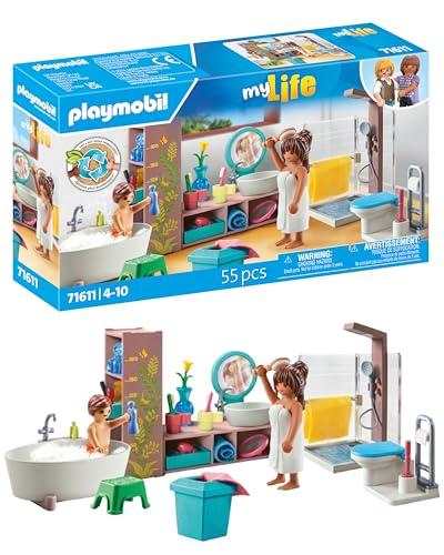 45% DESCUENTO PLAYMOBIL myLife 71611 Baño, Incluye Dos Figuras y numerosos Accesorios, Hechos de más del 80% de Materiales reciclados y de Base biológica, Juguetes para niños y niñas a Partir de 4 años