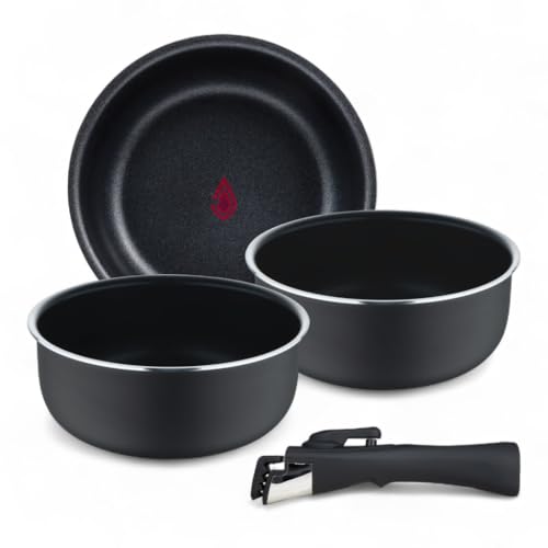 71% DESCUENTO Bergner Set 4 Pzs Cazo Alu Prensado con Mango Desmontable y Heat Dot Revestimiento ILAG Essential Antracita Inducción Compatible, 16 cm | 18 cm | 20 cm