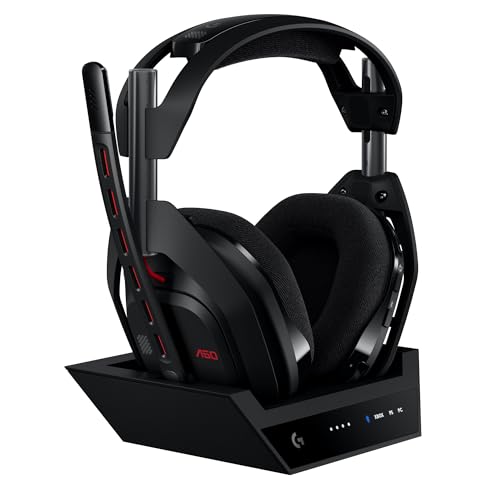 Logitech G Astro A50 LIGHTSPEED para gaming Auriculares inalámbricos + estación base (Gen 5), PRO G GRAPHENE, cambio entre 3 sistemas, USB C a Xbox, PS5, PC/Mac o Nintendo Switch, Bluetooth   Negro