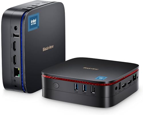 Blackview Mini PC, 2025 Intel Twin Lake N150 (Beat Ν97/N100,hasta 3.6GHz) 16GB RAM 512GB M.2 SSD, Mini Ordenador de Sobremesa,4K HD Doble HDMI, Gigabit Ethernet, 5G WiFi,Oficina/Trabajo