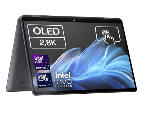 HP OmniBook Ultra Flip 14 fh0002ns   Ordenador Portátil Convertible de 14″ OLED 2.8K 120Hz Intel Ultra 7 258V, 32GB RAM, 1 TB, Intel ARC, Windows 11 Negro   Teclado QWERTY Español