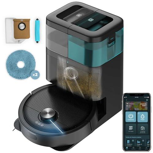 Cecotec Robot Aspirador y Friegasuelos Conga 15090 SpinArm Home&Wash. 8000Pa, App, Navegación Láser, Base Autovaciado con Tanques de Polvo y Agua, Limpieza Secado de Mopas, Cepillo Silicona y Mopas