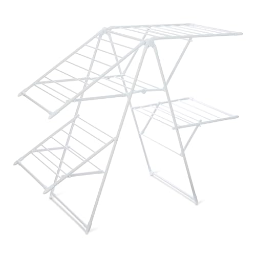 33% DESCUENTO Amazon Basics Tendedero Plegable de Metal de 4 alas, 155 x 60 x 126 cm, Color Blanco