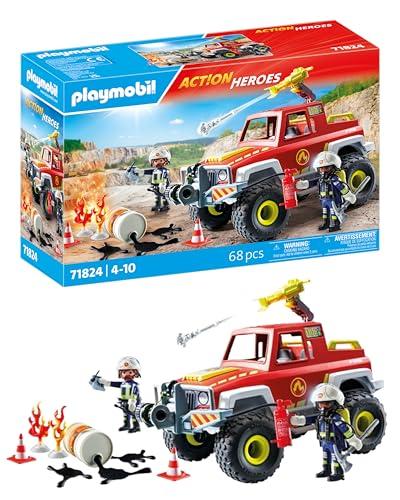 46% DESCUENTO PLAYMOBIL | Action Heroes | Camión de Bomberos | Coche de Bomberos | Coche de Juguete | Juguete para niños y niñas a Partir de 4 años | 71824