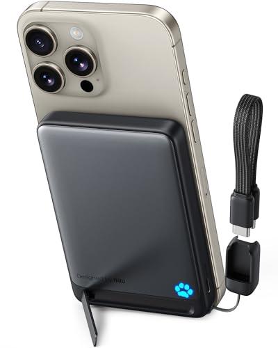 INIU Power Bank para MagSafe, 45W 10000mAh Bateria Externa Carga Rapida, Qi2 Cargador Portatil para iPhone, Bateria Portatil con Cable USB C, PowerBank Magnetico Solo para iPhone Series 16 15 14 13 12