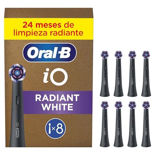 35% DESCUENTO Oral B Series iO Radiant White Cabezales De Recambio Originales, Pack de 8 Recambios Negros Para Cepillos De Dientes Eléctricos Oral B iO, Blanqueamiento Dental, Eliminación De Manchas