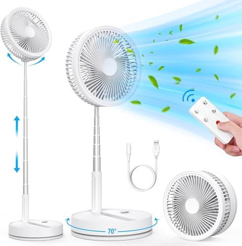 LIPETY Ventilador de Pie Oscilante Portátil Plegable, 9″ 7200 mAh Bateria Recargable USB C Pequeño Mesa Ventiladores con Control Remoto, Ventoinha Pedestal Silencioso para Hogar Dormir Oficina Viaje