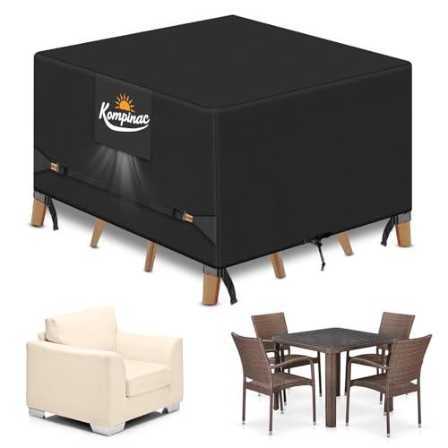 Funda Muebles Exterior Impermeable Tela Oxford 900D 135x135x74CM Funda Mesa Exterior Resistente al Vient Anti UV Funda Protectora Muebles Jardin con Salidas de Aire Negro