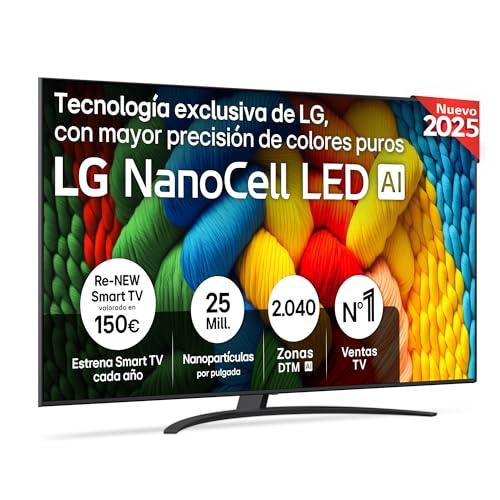 LG 86NANO81A6A TV 86″, 4K NanoCell, Smart TV, LED IA, WebOS 25, Procesador Potente e Inteligente, Super Upscaling, Dolby Digital Plus, Alexa/Google Assistant, Negro