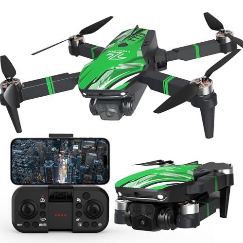 TTROARDS Dron con Cámara 4K para Adultos, Evitación de Obstáculos de 270°, Motor sin Escobillas, Dron RC Quadcopter con Posicionamiento por Flujo Óptico, Resistencia al Viento de Nivel 3 (Verde)