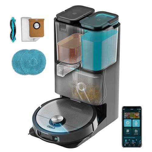 Cecotec Robot Aspirador y Friegasuelos con Base Autovaciado y App Conga 20090 ProAI InfinitySoap Cut&SPA Essential. 8000Pa, Tecnología Láser, Detección de Objetos, Tecnología Hair Cutting