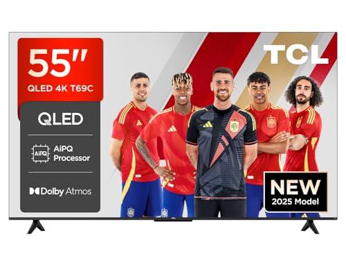 35% DESCUENTO TCL 55T69C QLED 55″, TV Direct LED, HDR 4K, Smart TV con Google TV (Dolby Vision y Atmos, Game Master, Motion Clarity, Compatible con Google Assistant y Alexa)