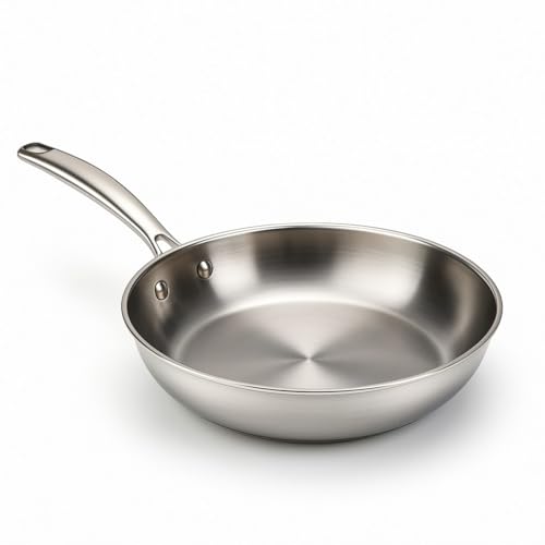 22% DESCUENTO WECOOK! PRO Sartén de Acero Inoxidable 18/10 24 cm – Apta para Inducción, Base Tricapa, Mango Ergonómico y Remachado en acero inoxidable, Apta para Horno 200 °C, Lavavajillas, plateado