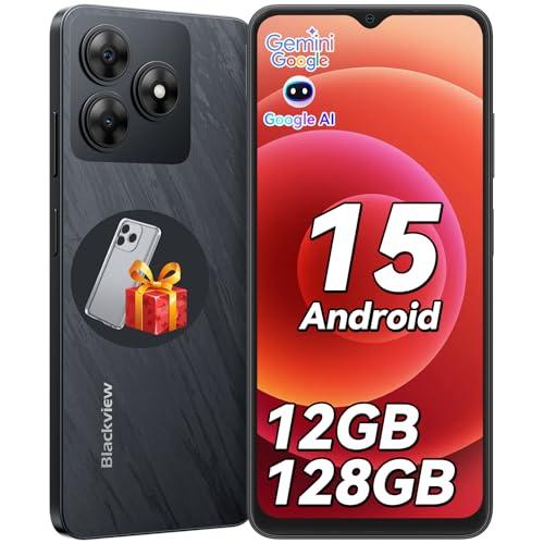 Blackview Telefonos Moviles Android 15, 12GB+128GB /2TB TF, 6,56″ 90Hz, 5000mAh, 13MP+8MP, 4G Dual SIM Smartphone, Octa Core/Face ID/Fingerprint/OTG/GPS/Funda de Libres/Movil 3 Años Garantía