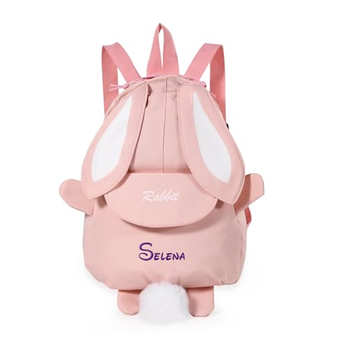 Mochilas Infantiles Personalizadas con Nombre Mochila Conejito para Niñas Niños Regalo para Guardería y Colegio (rosa)
