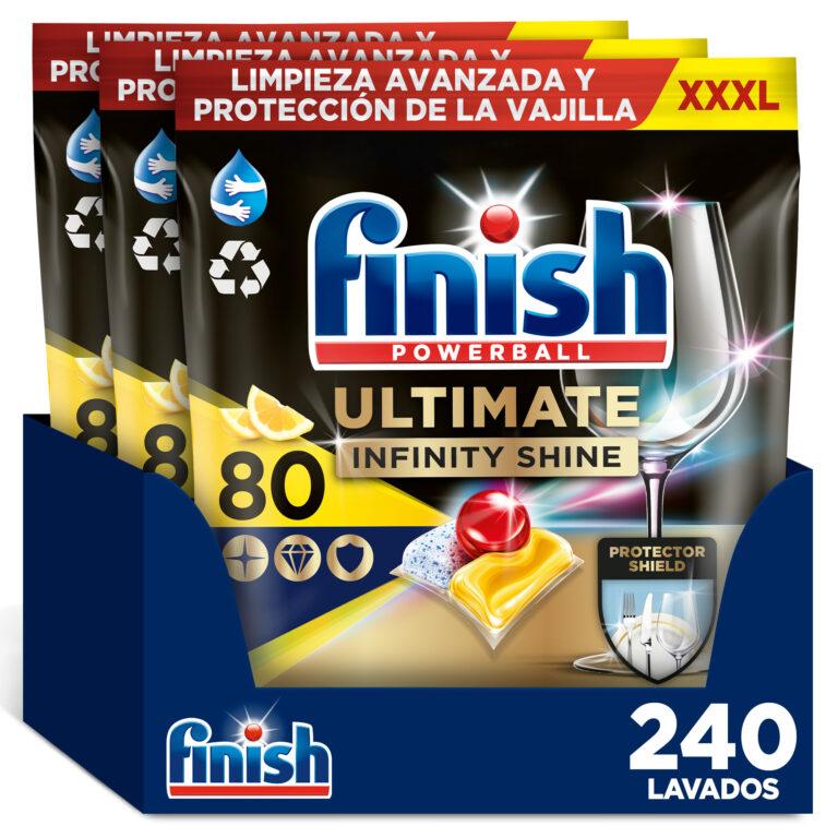 Finish Powerball Ultimate Infinity Shine Limón, 240 pastillas para lavavajillas | Miravia