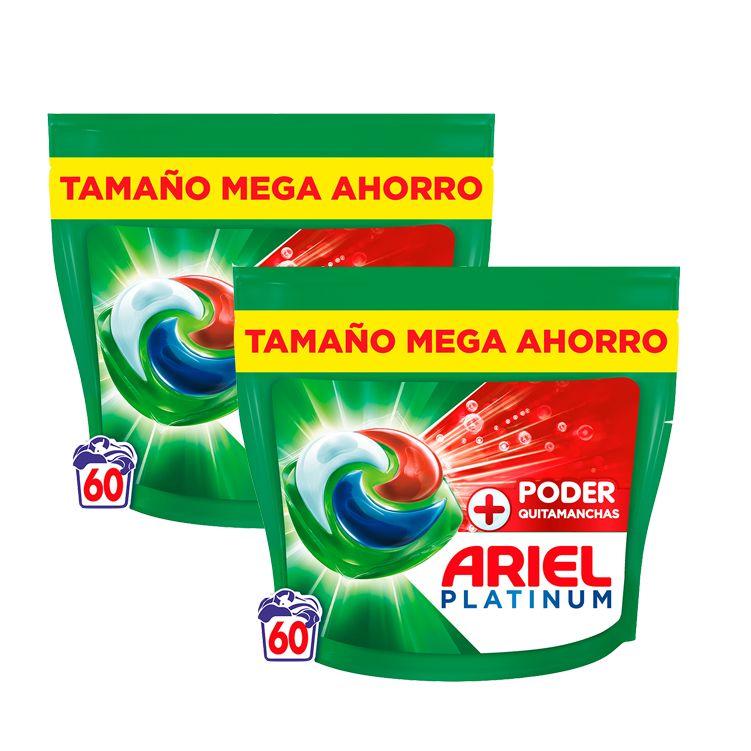 Ariel Platinum | Pack Todo En 1 Pods Extra Poder Quitamanchas, 120 Cápsulas De Detergente Líquido, Tamaño Mega Ahorro, Formato 2×60 Lavados | Miravia