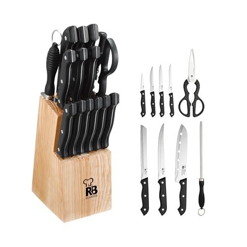 45% DESCUENTO Renberg Tenessy | Cuchillos de Cocina | Set Completo de 15 Piezas con Tacoma de Madera | Perfectos para Cortar Todo Tipo de Ingredientes | Cocina Profesional | Fabricados en Acero Inoxidable