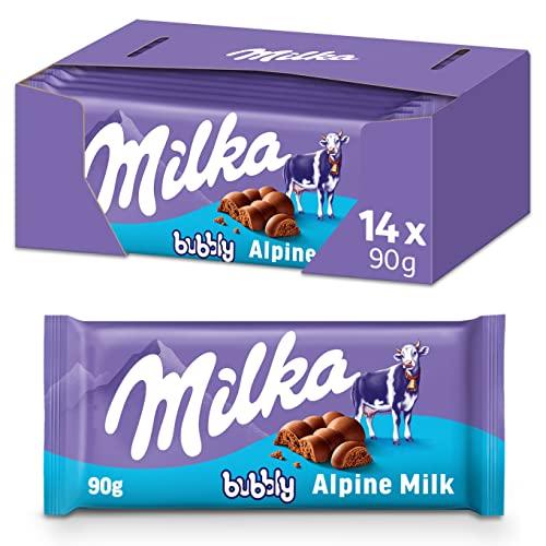 BUENA OFERTA 35% DESCUENTO Milka Bubbly Chocolate con Leche en Textura Tierna con Burbujas, 14 X 90g.