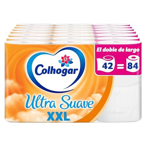 20% DESCUENTO Colhogar Ultra Suave XXL 7×6 Papel Higiénico Suave Paquete con 42 Rollos Extra Grandes Papel de Baño de 2 Capas 100% Libre de Perfume Blanco