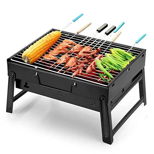 44% DESCUENTO Uten Parrilla portátil de carbón Vegetal para ahumar, para cocinar al Aire Libre, Camping, Senderismo, picnics, mochileros, Negro, S