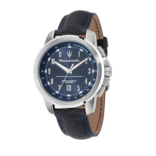 64% DESCUENTO Maserati Reloj para Hombre, Colección Successo, Movimiento de Cuarzo, Solo Tiempo con Fecha, en Acero y Cuero   R8851121003