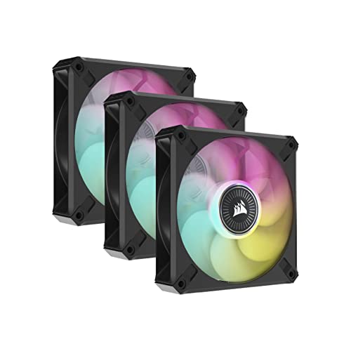 44% DESCUENTO Corsair iCUE ML120 RGB ELITE, 120 mm Ventilador PWM de Levitación Magnética RGB con iCUE Lighting Node CORE (Tecnología CORSAIR AirGuide, Funciona a Velocidades 2.000 RPM) Paquete de 3 Unidades, Negro